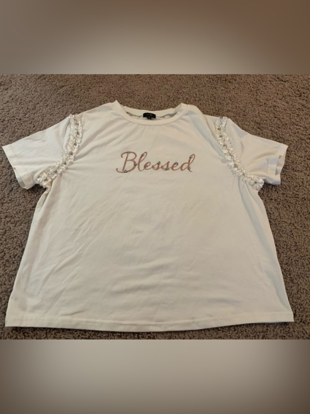 White ontWelth Blessed Tee Top